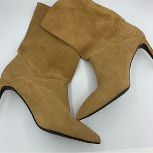 ALL SAINTS Orlana Suede Boots Caramel Brown Size 10 Stiletto MSRP $299